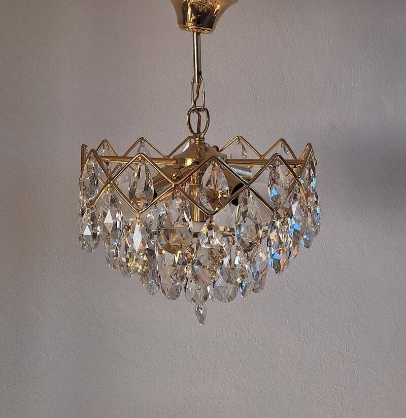 Vintage italian circular chandelier crystal drops