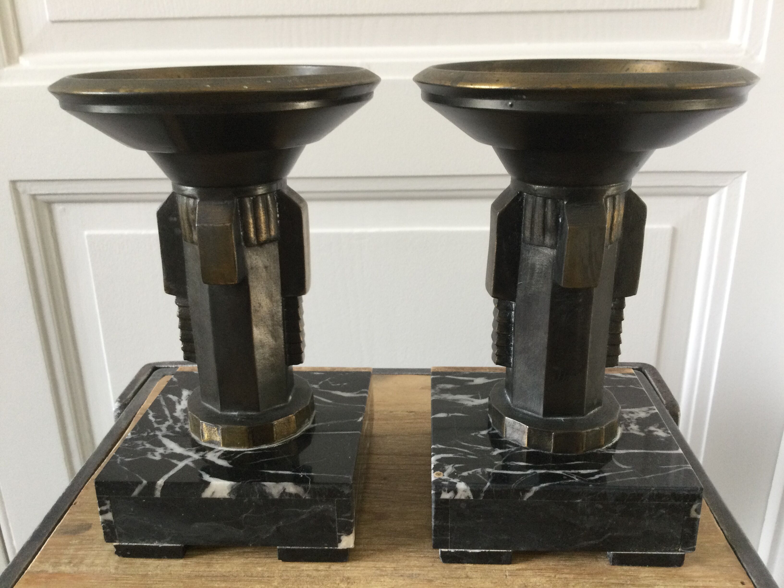 Pair of empty pocket or candle holder 40s art deco