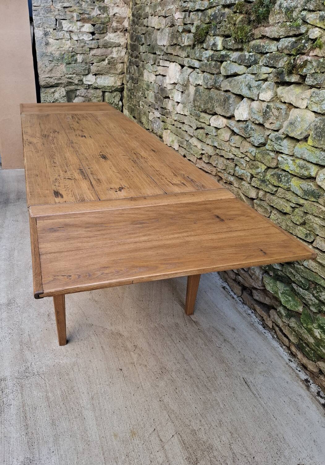 Table de ferme chêne 320 cm avec allonges 