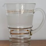 Glass carafe set with gilding and marbling, with 6 associated glasses