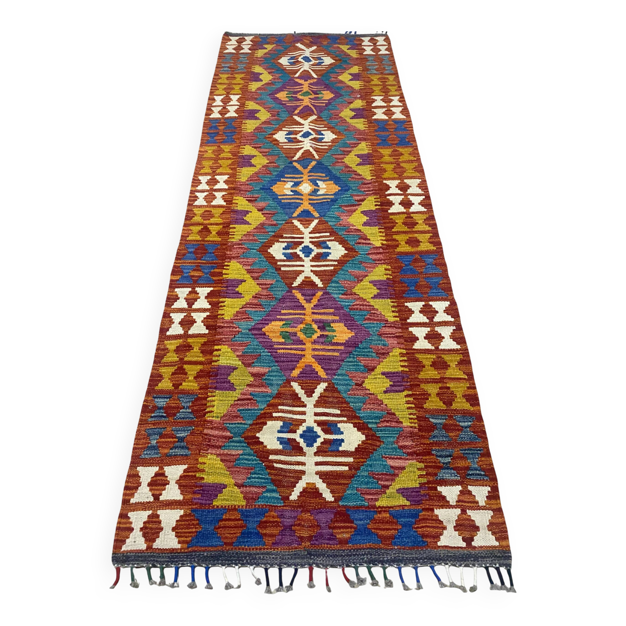 Kilim Afghan Fait Main en Laine – Tapis Ethnique 100 % Artisanal