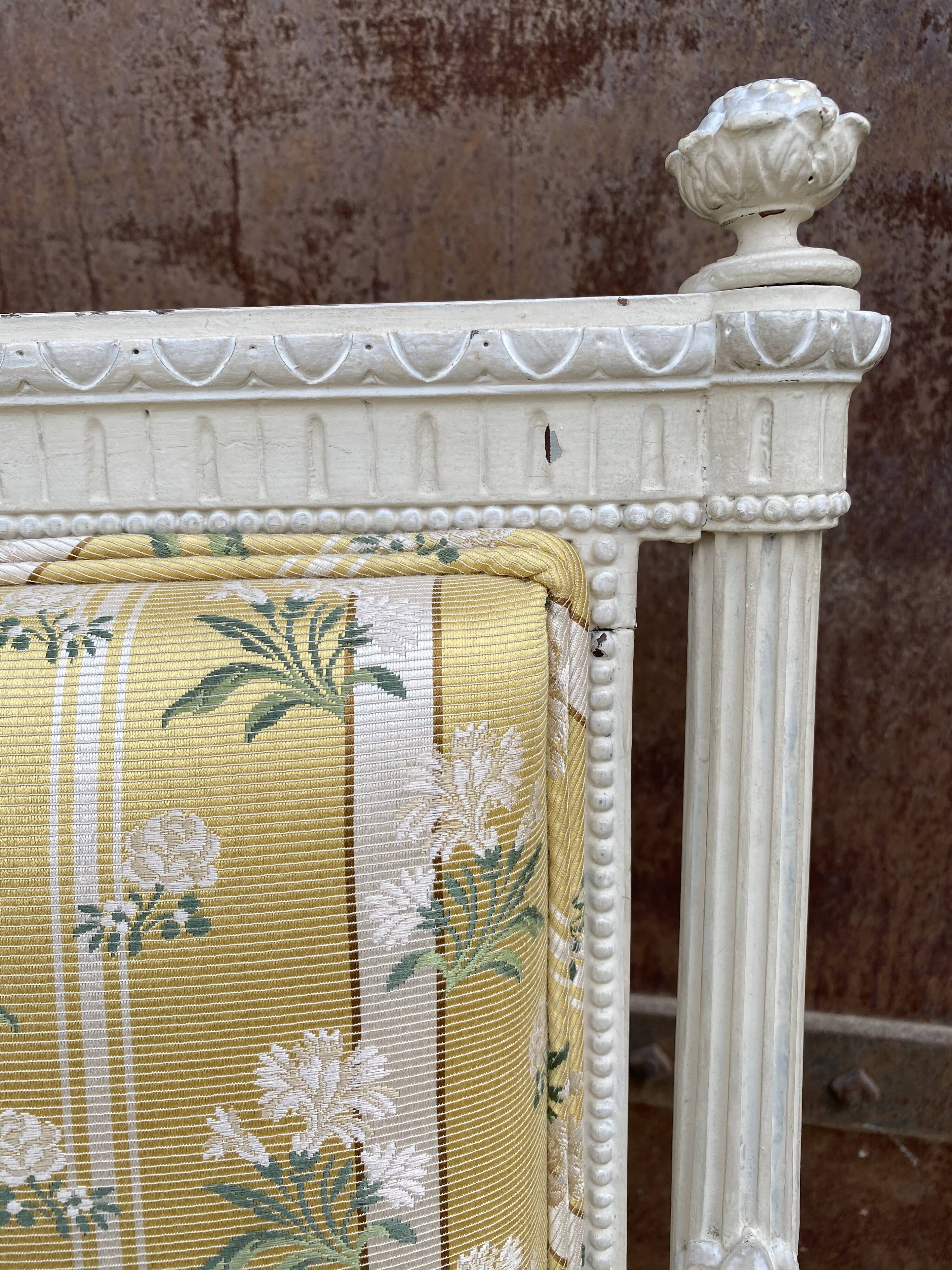 Pair of chairs shepherdesses Louis XVI patinated wood