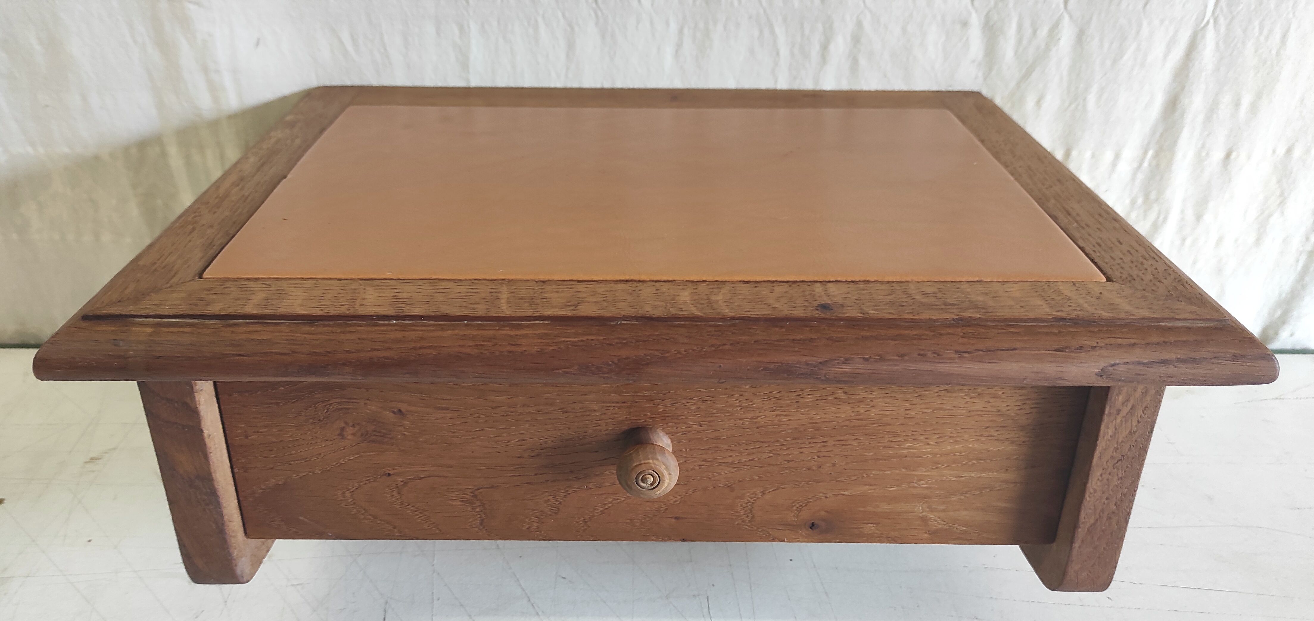 Wall-mounted writing desk in solid oak - mid 20th century.