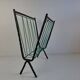 1960 Czechoslovakian Mid-Century Magazine Rack with Green Wire