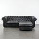 Set consisting of a cowhide leather Chesterfield sofa and matching ottoman
