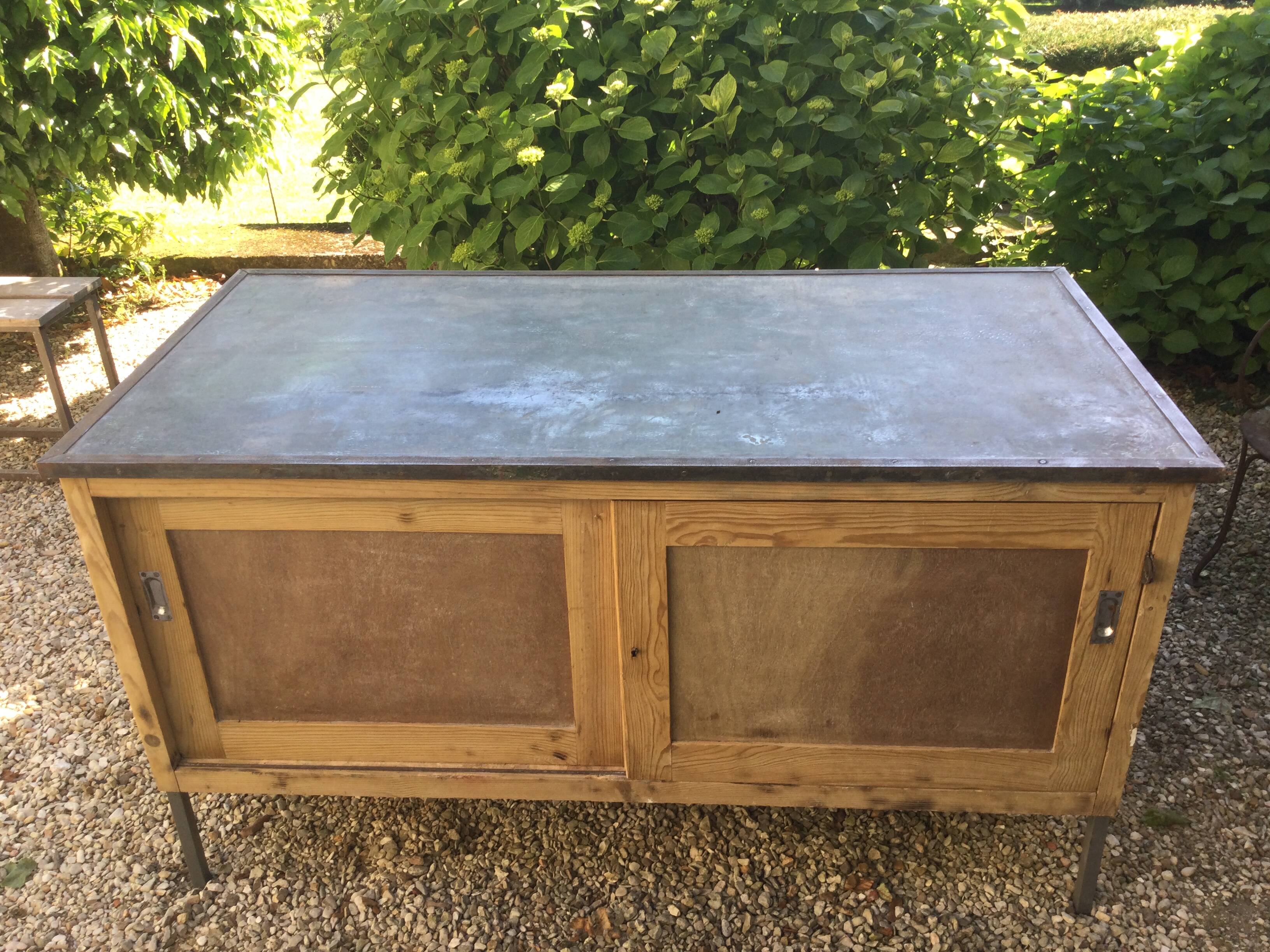 Antique workshop cabinet with sliding doors