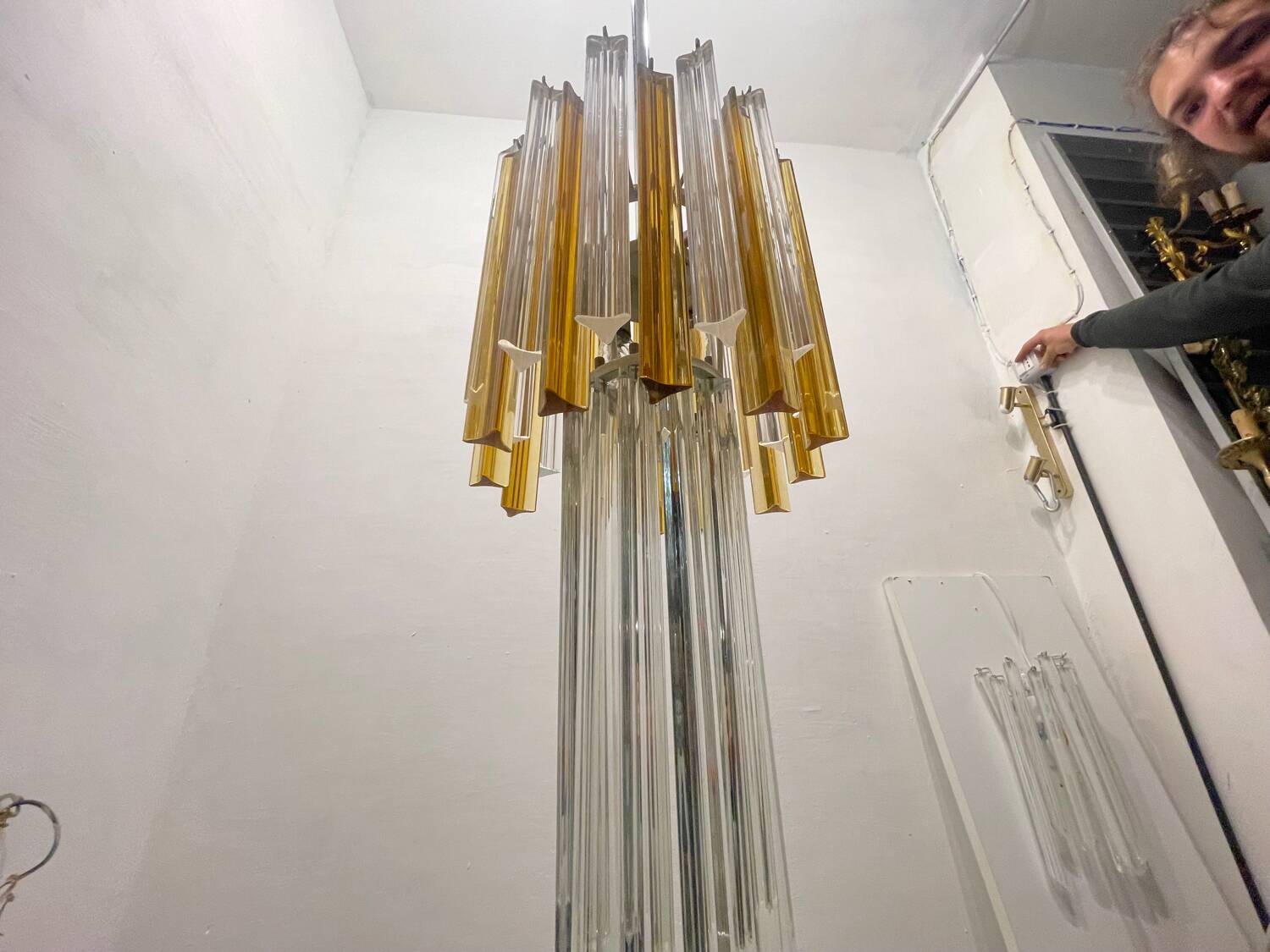 Murano Glass Trilobi Chandelier by Venini 1970’s