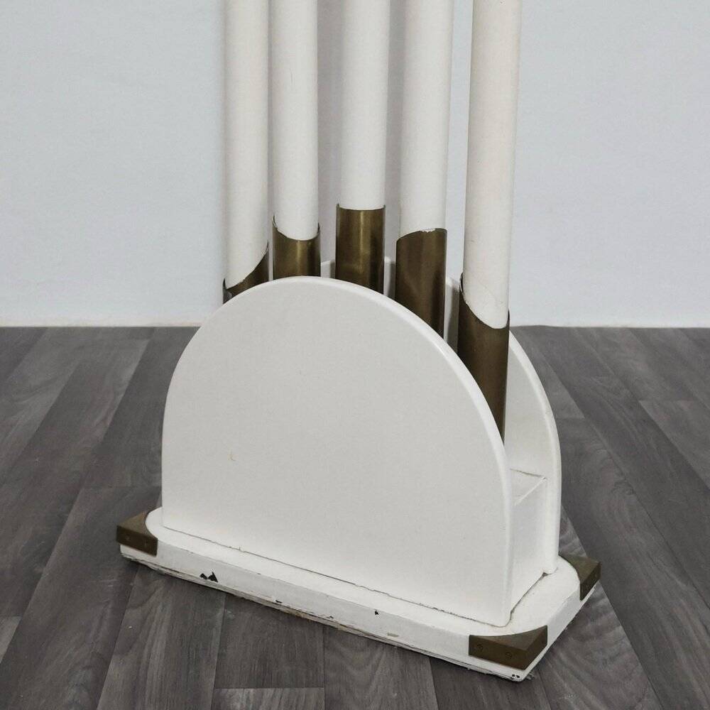 Vintage Postmodern Wood and Brass Coat Rack, 1980s