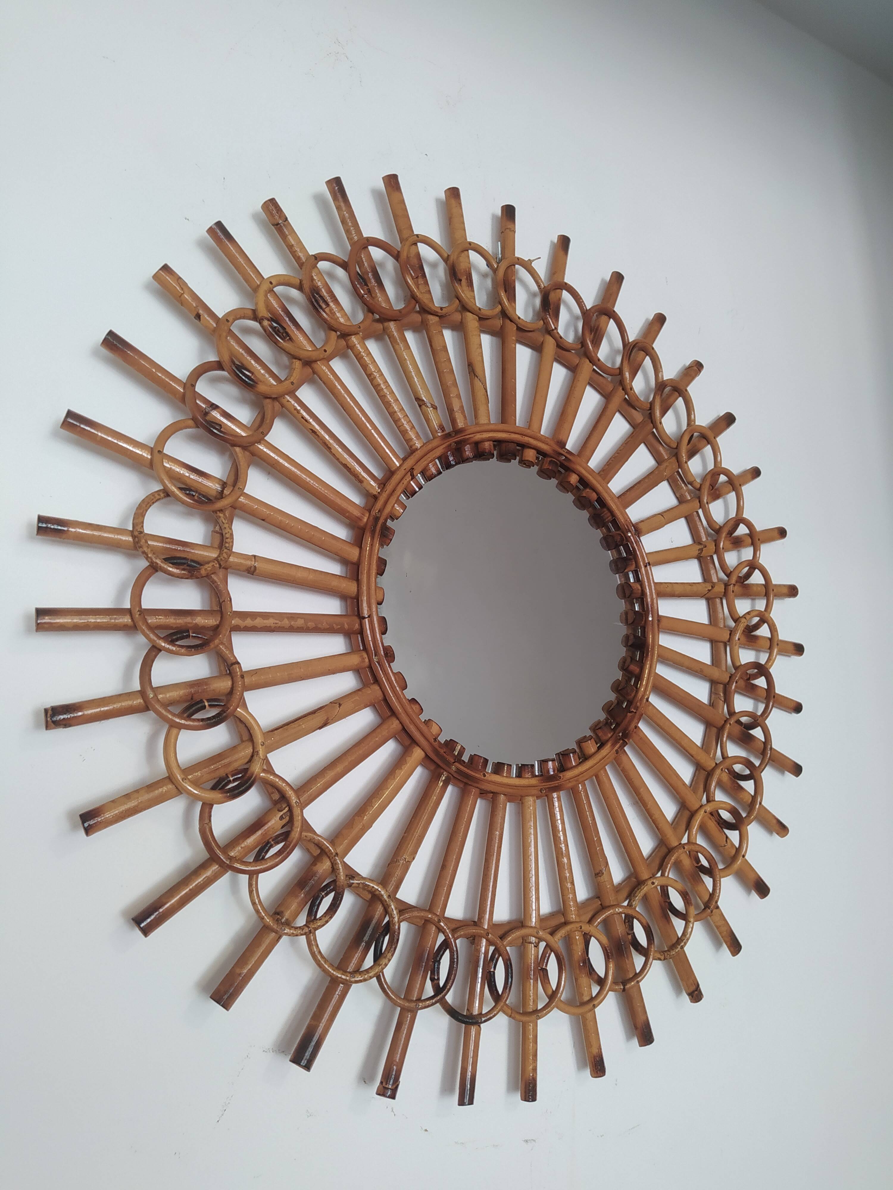 Vintage bamboo mirror 64cm
