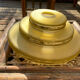 Yellow lampshade in grained glass