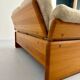 Old sofa in solid elm and vintage 80s design fabric Seltz France