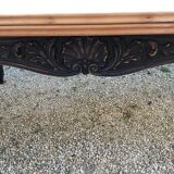 Louis XV style table in cherry wood restyled base in black and raw wood top