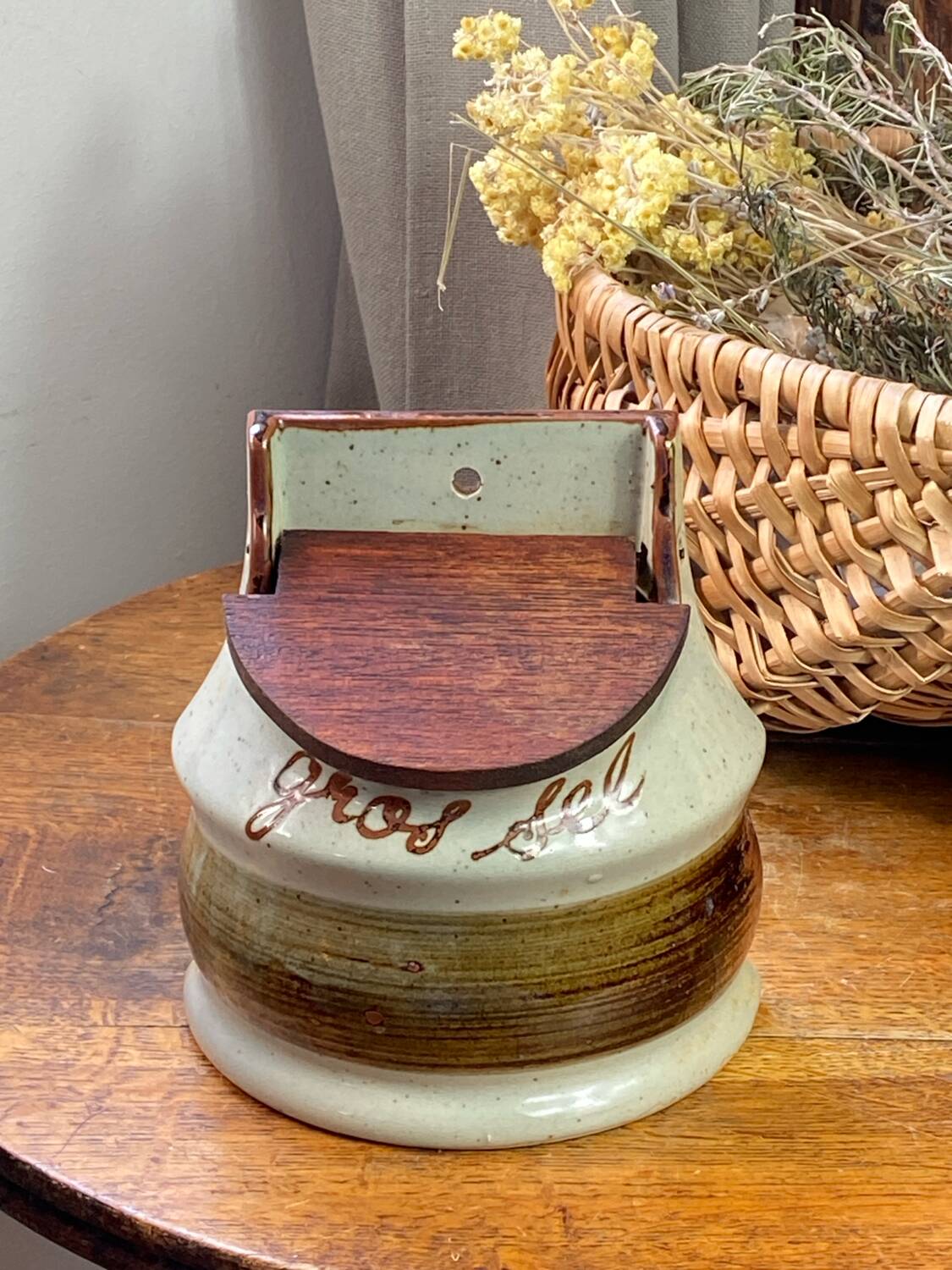 Large salt box in stoneware