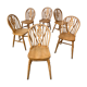6 chairs bistro windsor wheelback in vintage beech baumann coffee