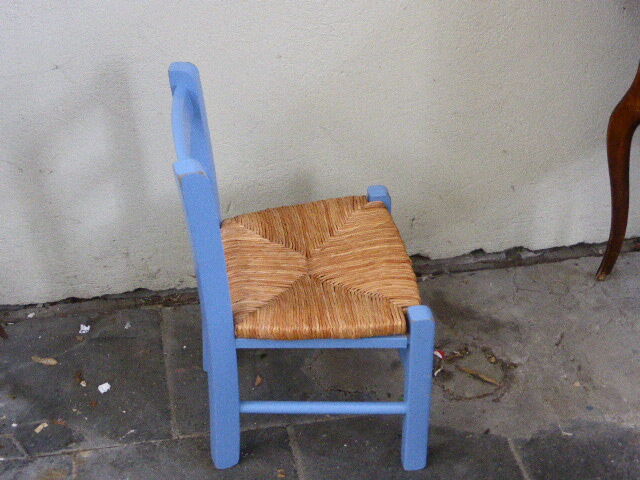 Petite chaise pour enfant en paille et bois  Selency