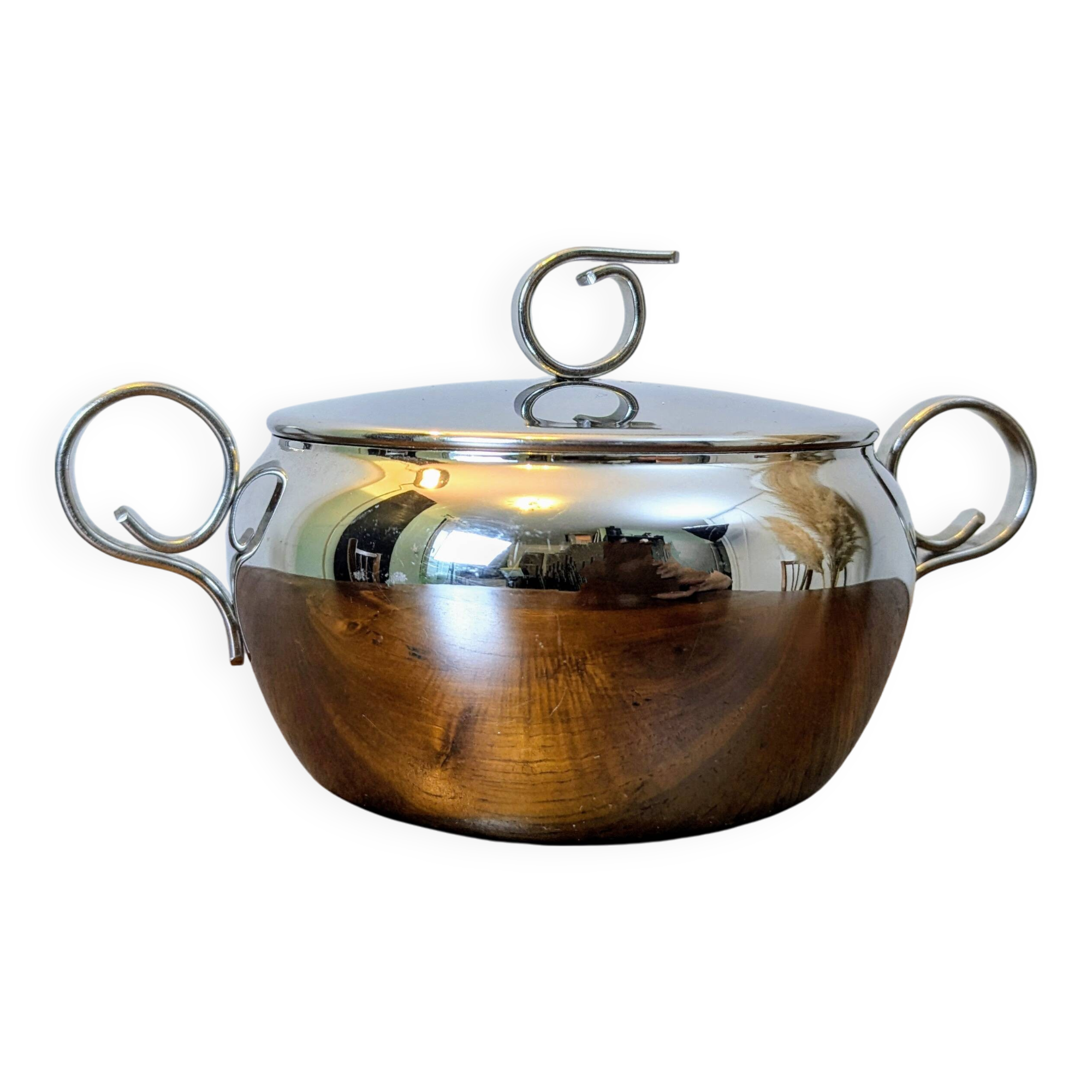 Antique stainless steel sugar bowl by Remy Letang
