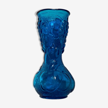 Vase italien en verre couleur bleu vers les années 1970 dimension : H-25cm- D-10cm-