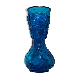 Italian vase in blue glass around the 1970s dimension: H-25cm- D-10cm-