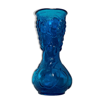 Vase italien en verre couleur bleu vers les années 1970 dimension : H-25cm- D-10cm-