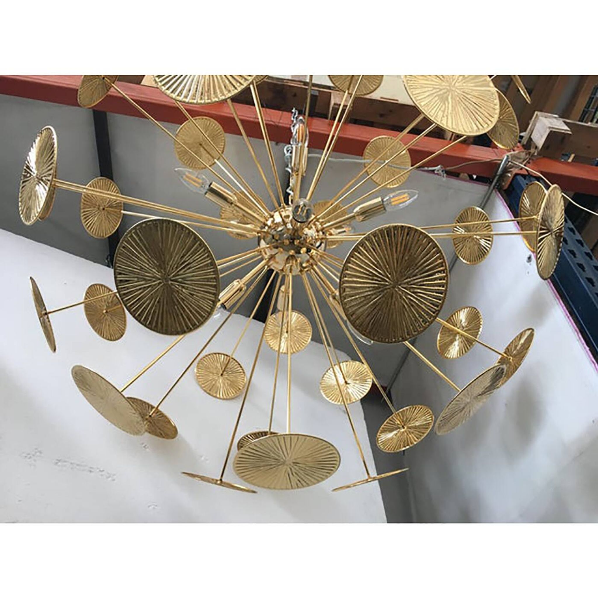Handmade Hammered Sputnik Chandelier in Gold