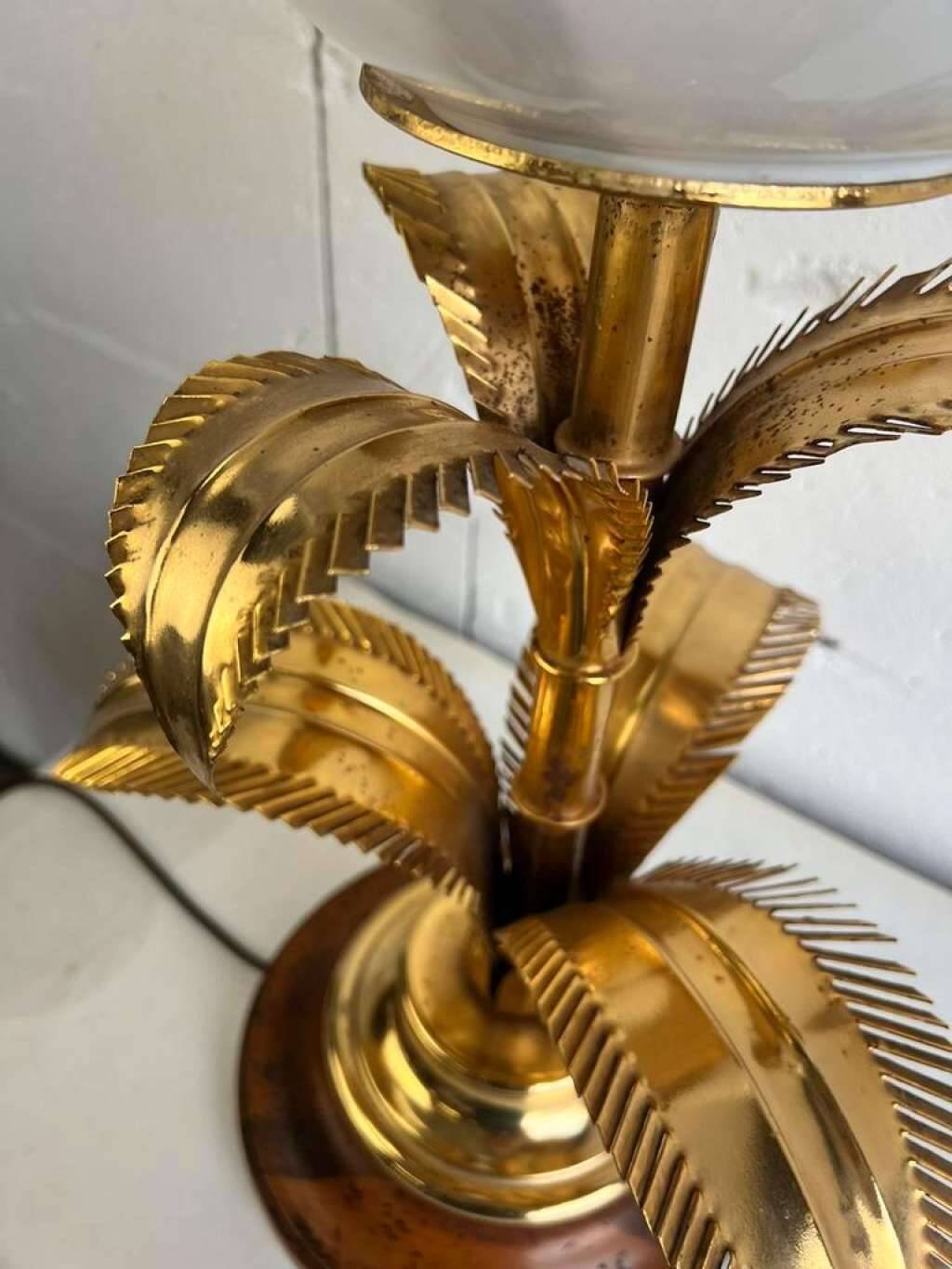 VINTAGE HIGH TABLE LAMP WITH “GOLDEN” PALM TREES, HANS KÖGL STYLE