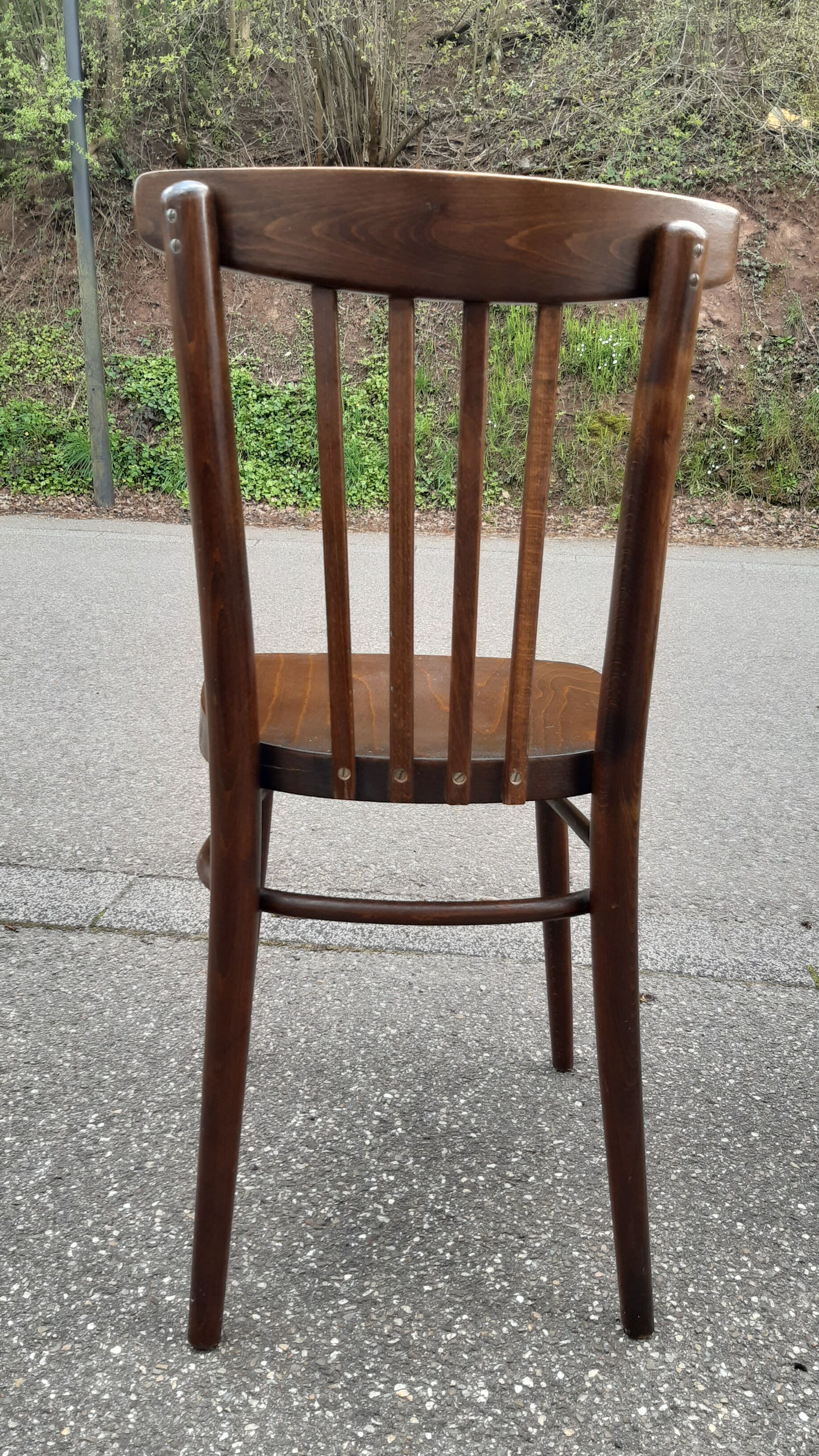 Curved wood bistro chairs edition Ton 1960