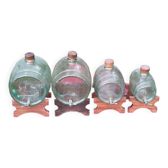 Set of 4 glass barrel