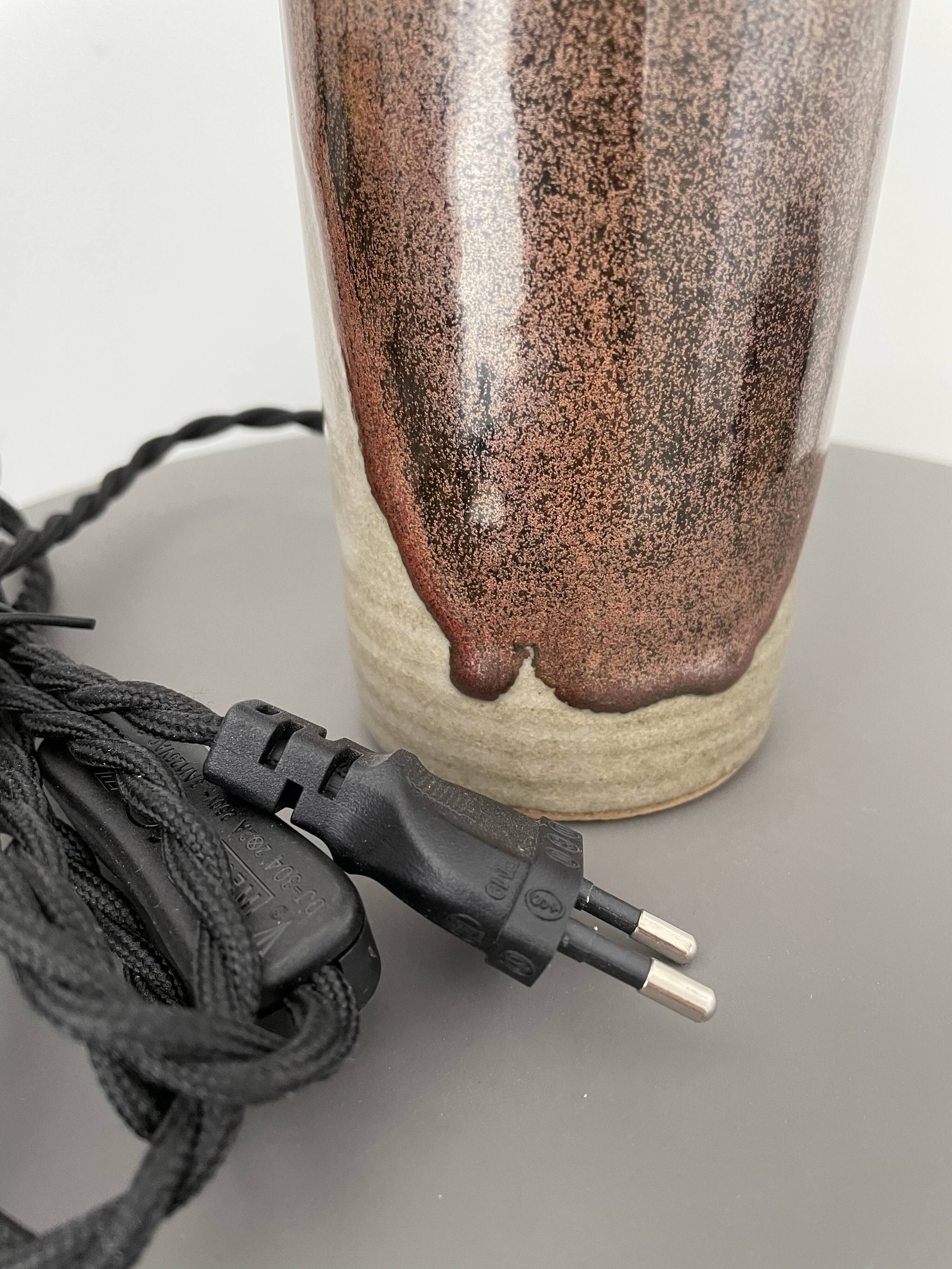 Lampe en grès vernissé électrifiée à neuf