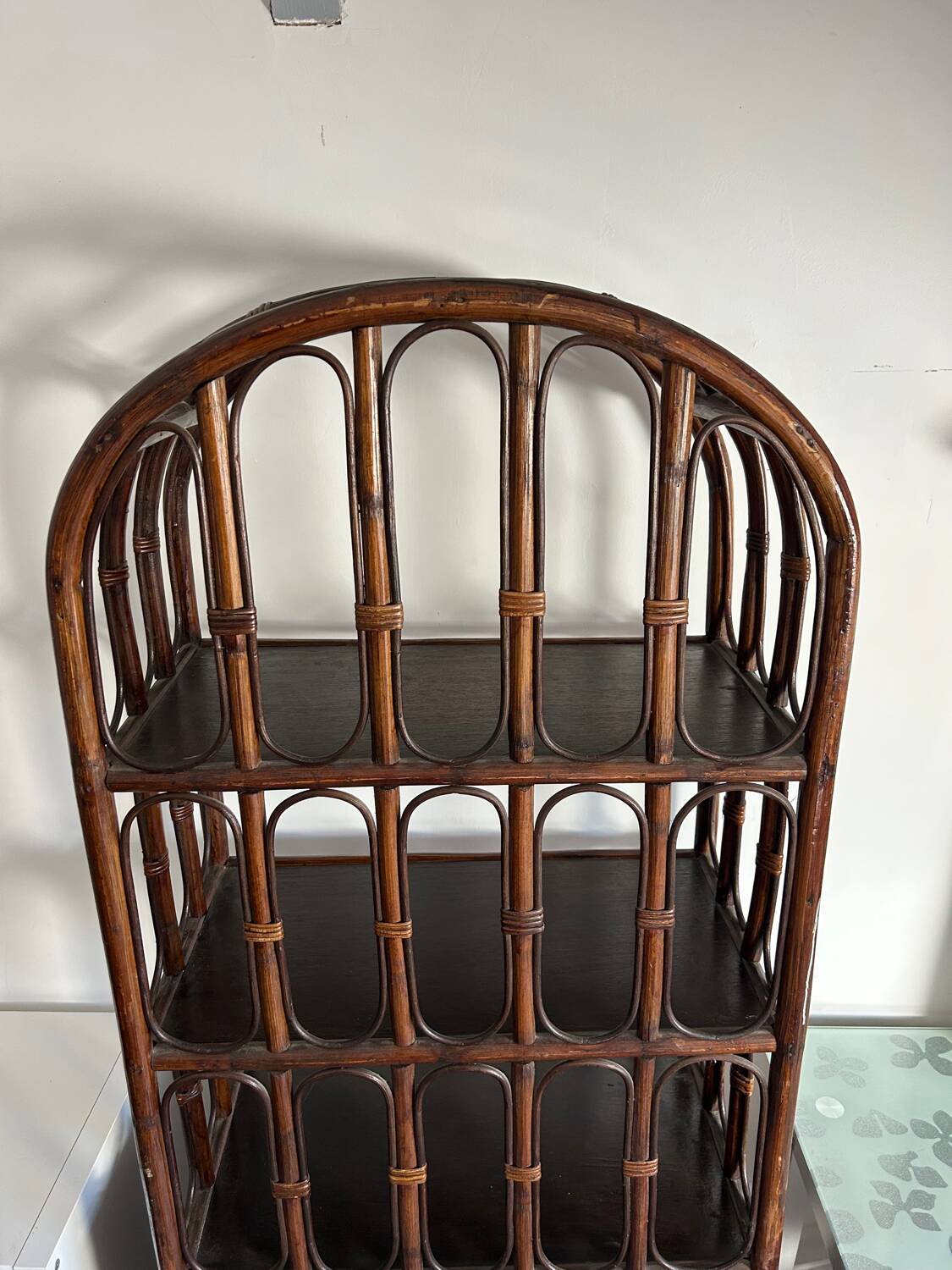 Rattan shelf / bookcase with cabinet