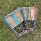 Tabouret pliant camping vintage , toile rayée