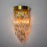 Venini waterfall wall lamp, Murano glass rods, Italy 1970