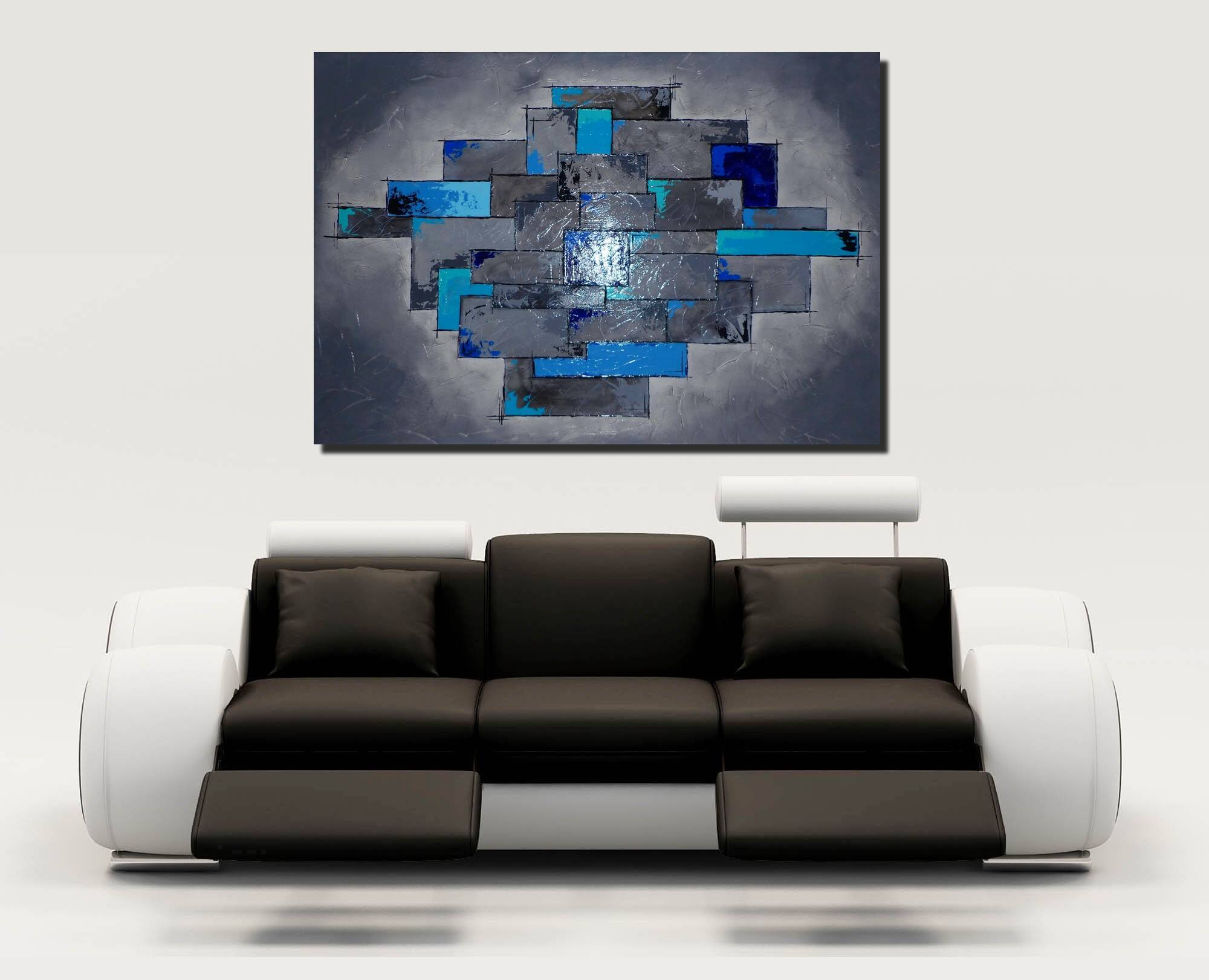 Contemporary abstract painting hand-painted using mixed media