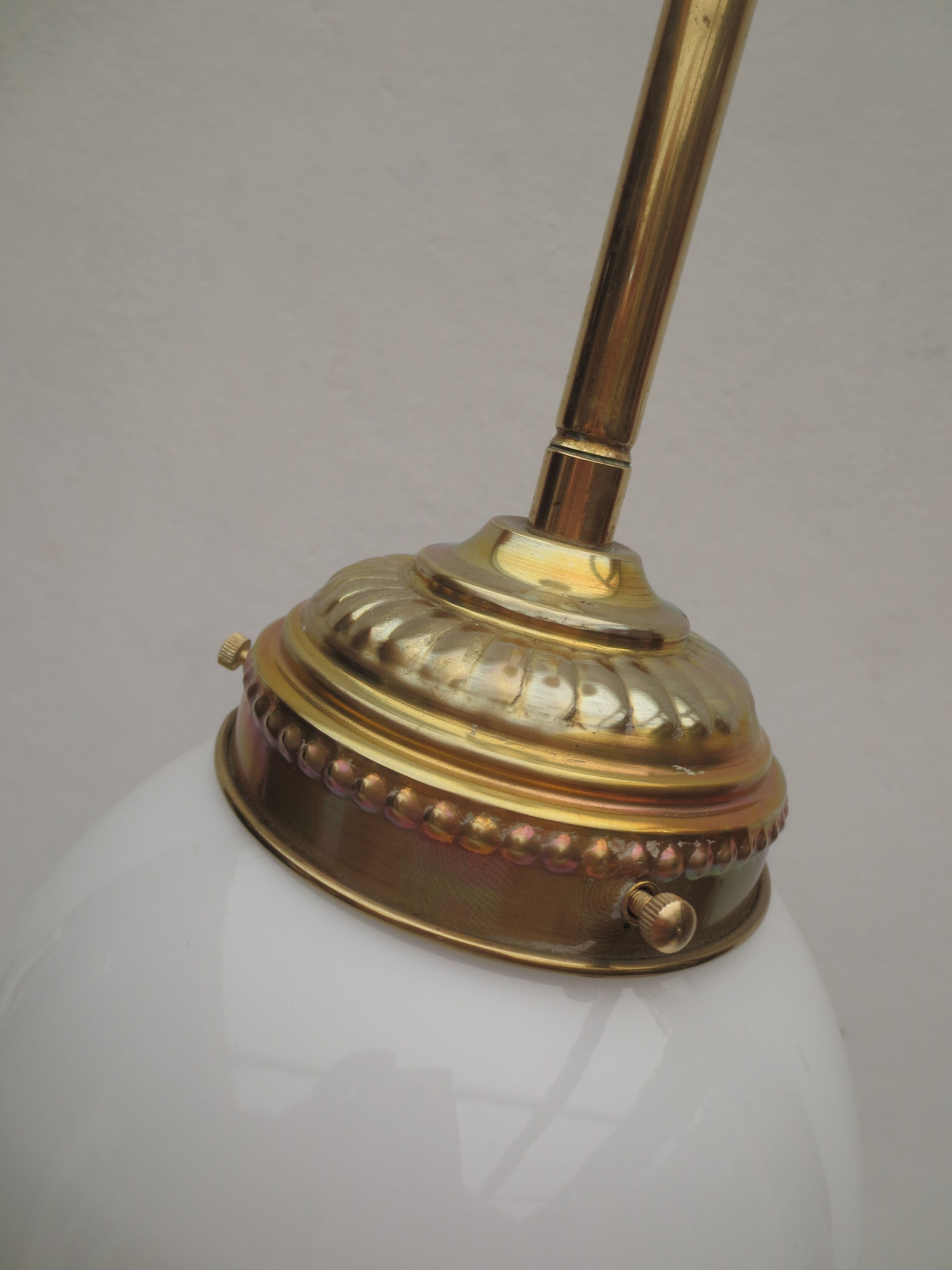 brass and white opaline hanging