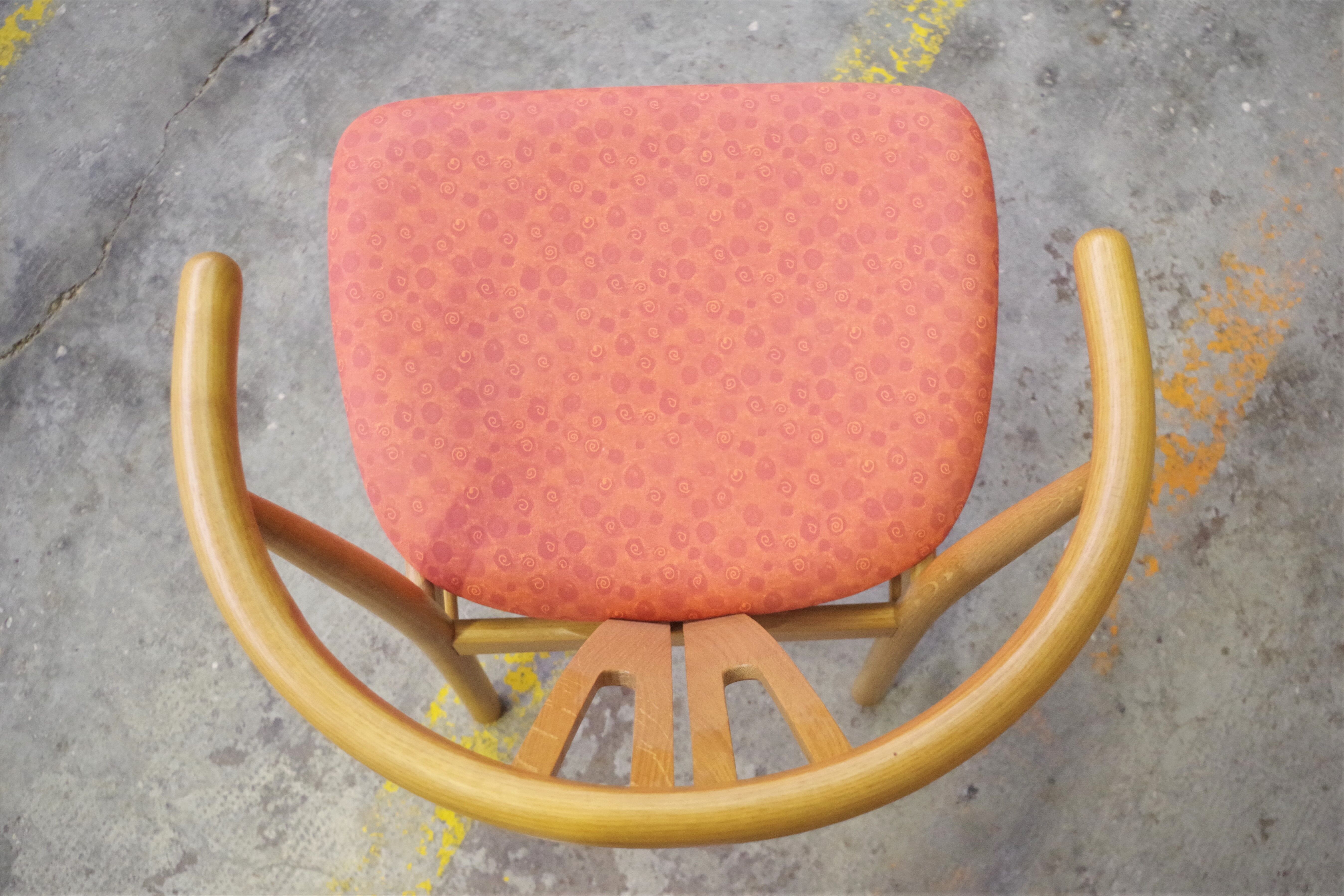 Set of 11 modern curved wood oak chairs