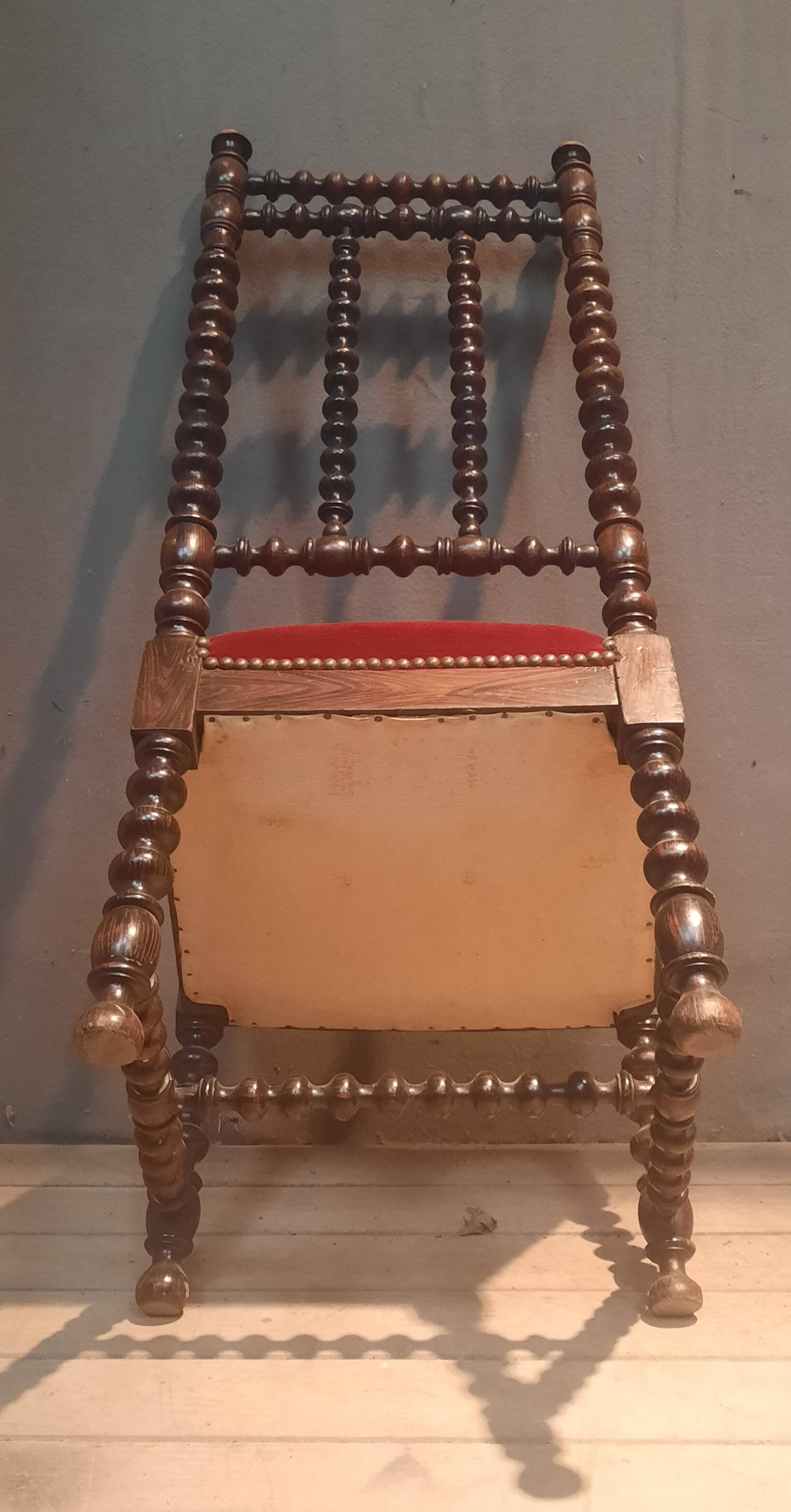 Napoleon III low chair in red velvet