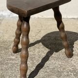 Vintage 1950s half-moon tripod stool