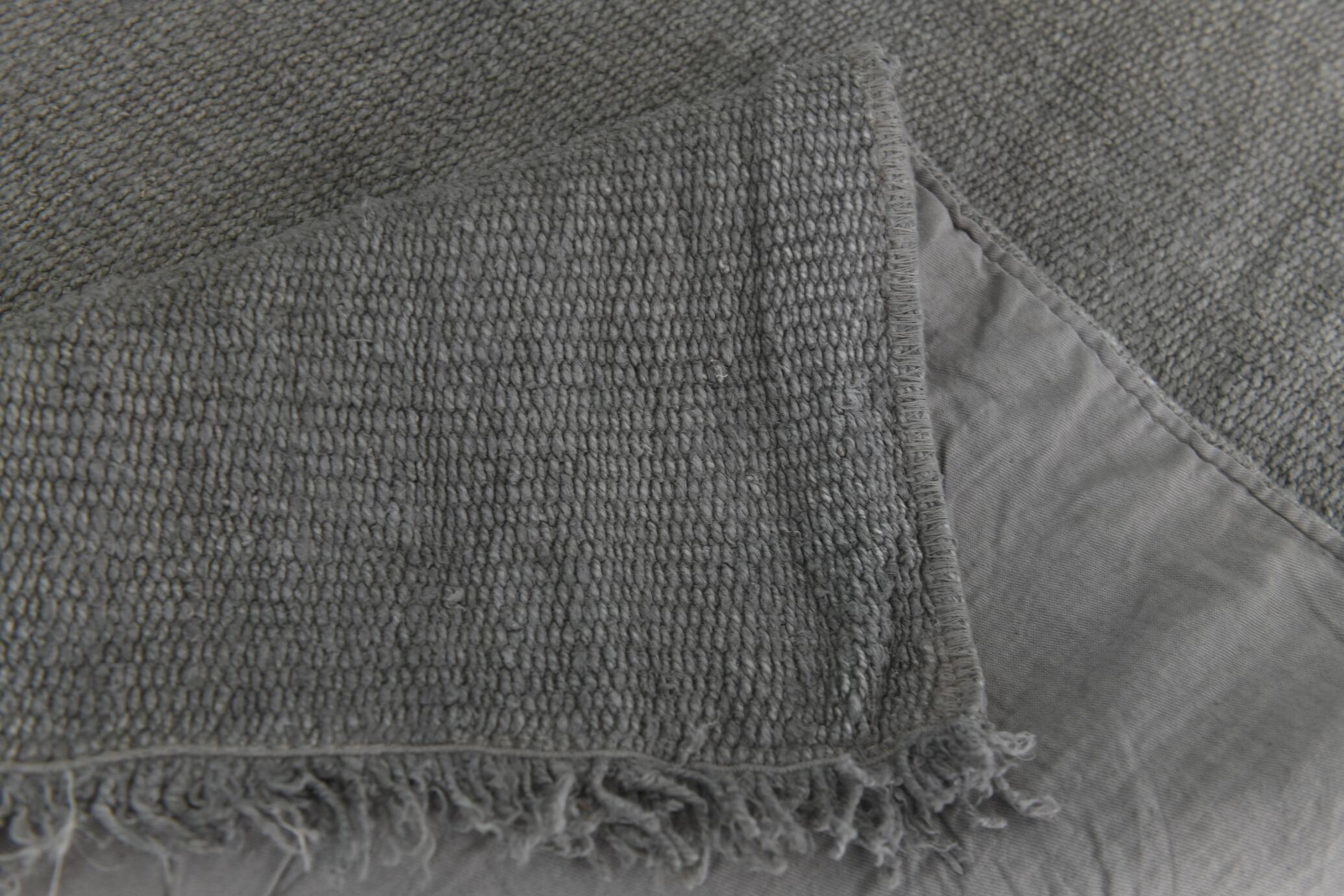 Light Gray Handmade Vintage Kilim Runner Rug, 62x192 Cm