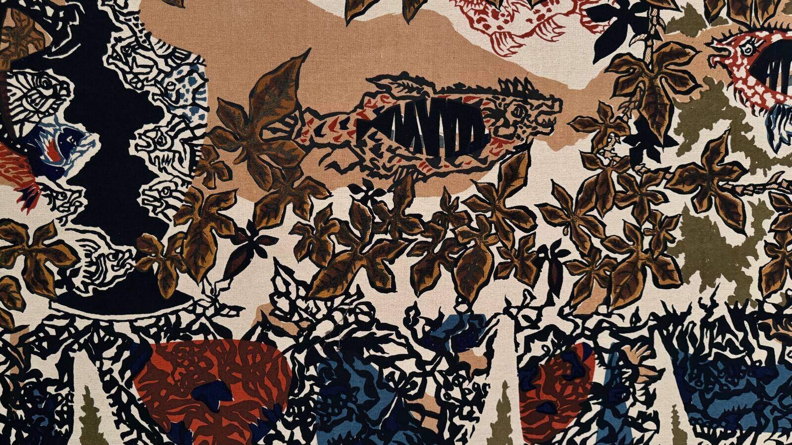 Tapestry panel on cotton by Lurçat, 1960, aquarium decoration