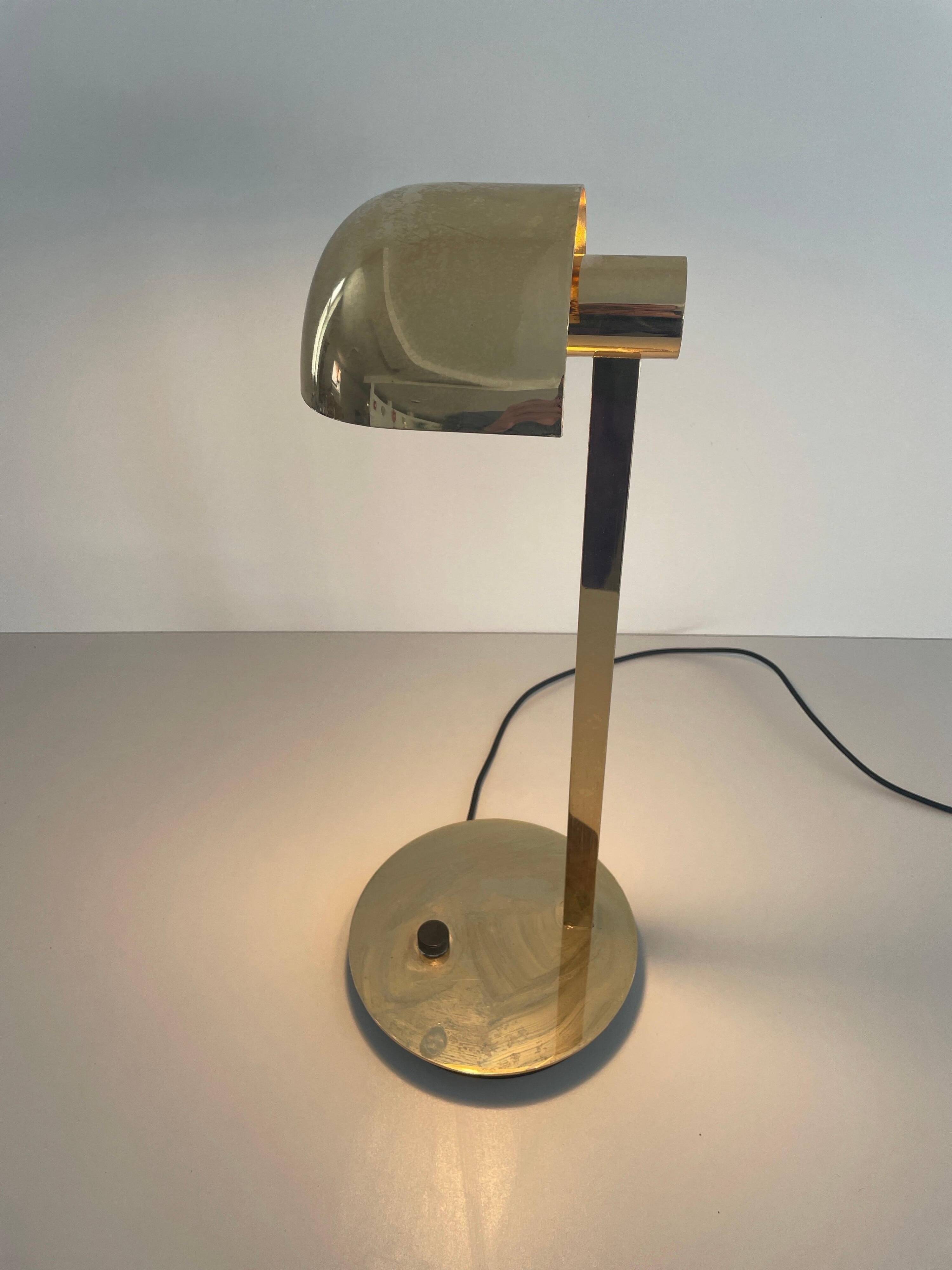 Large modernist desk lamp in brass by Hillebrand, 1960s, Germany.