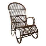 Vintage Dutch rattan armchair with armrest, 1960s