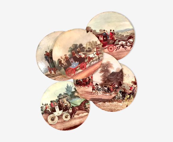6 anciens dessous de verre en liège