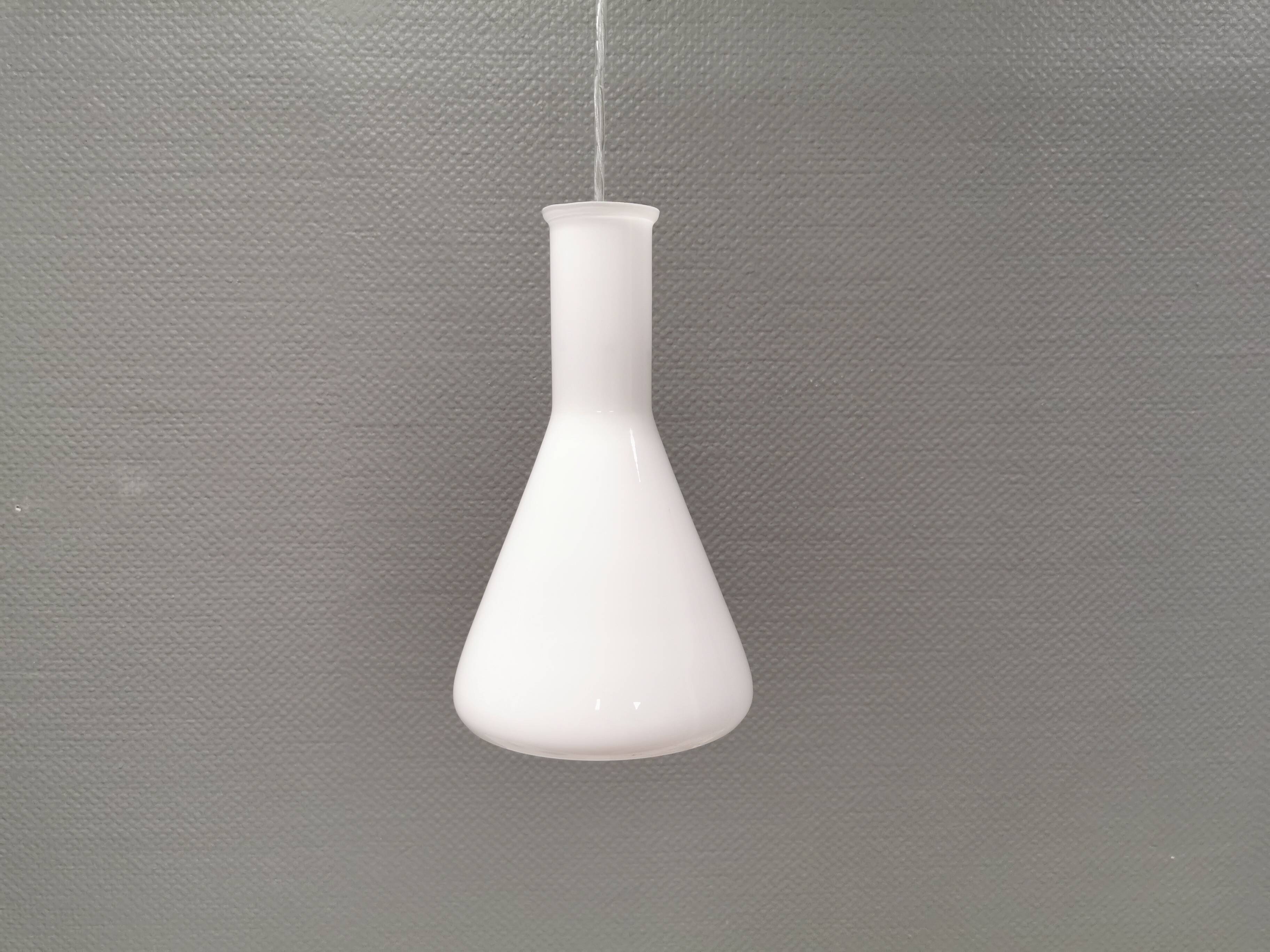 Hanging lamp in milky white glass