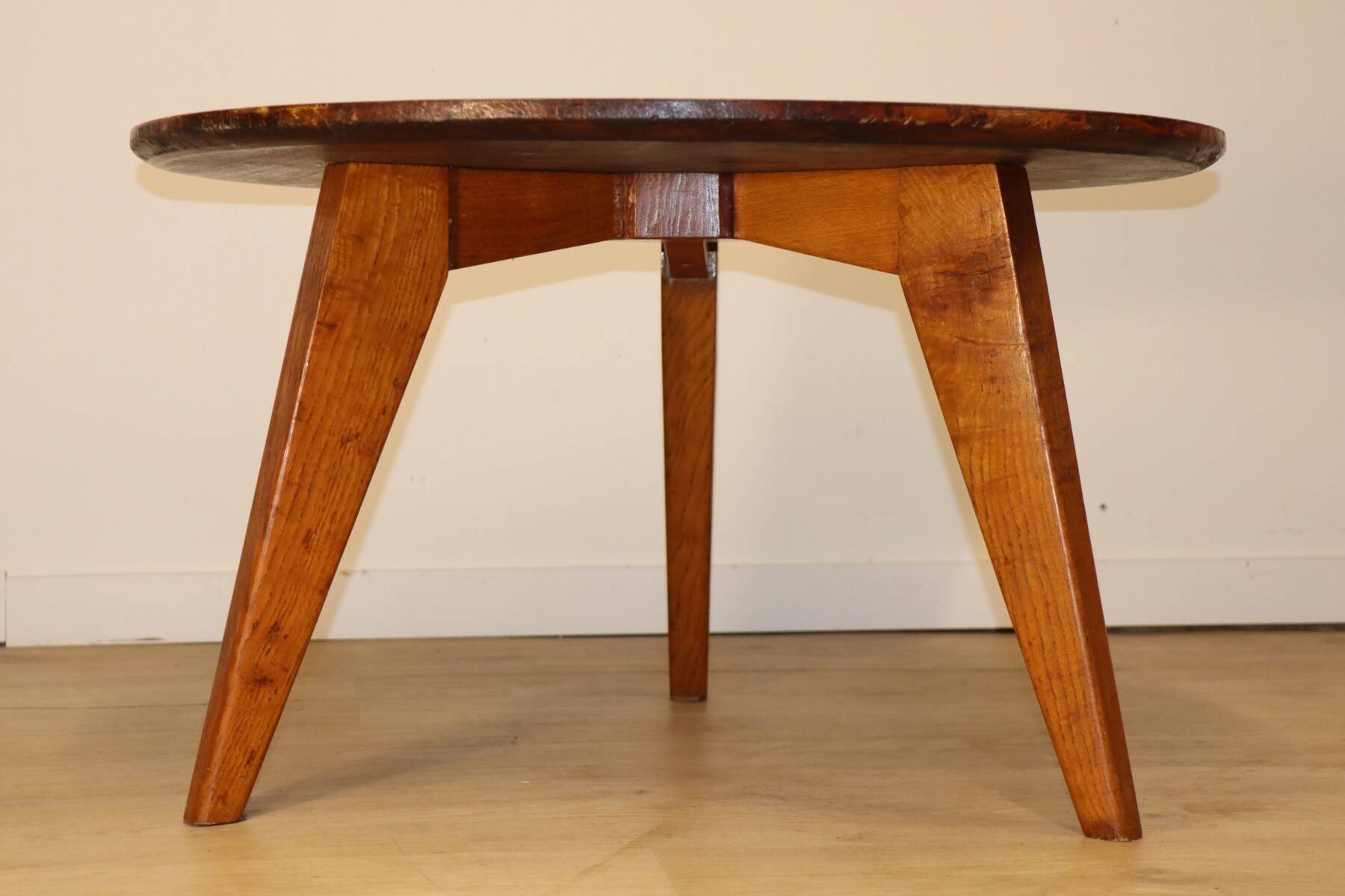 1950s oak tripod coffee table