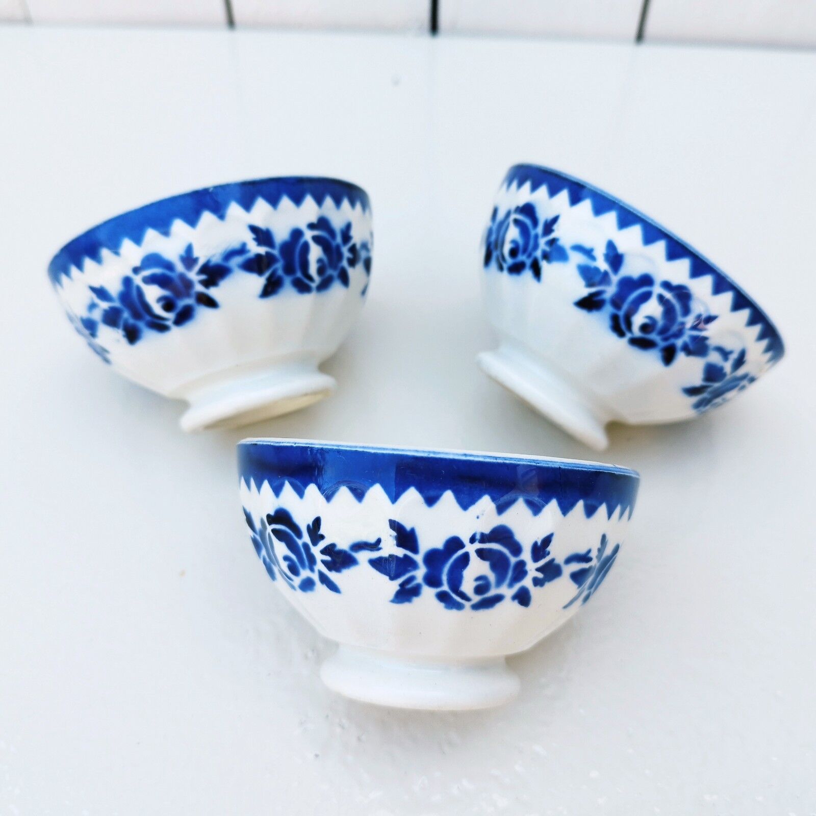 Small bowls earthenware vintage floral decoration.