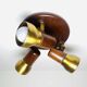 Model 837 Trio-Light Adjustable Ceiling Lamp In Wood And Brass By Temde Leuchten, Switzerland 1960S