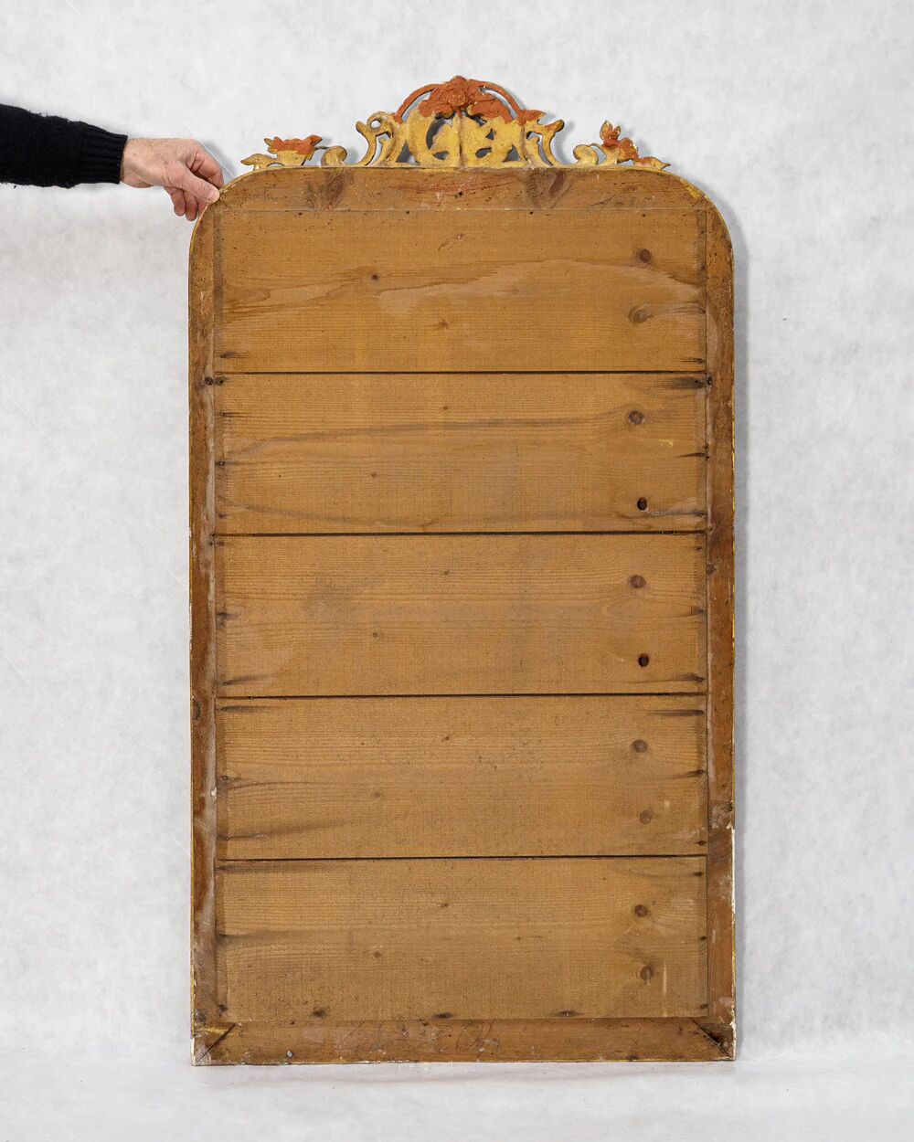 19th C Louis Philippe mirror with ornate rose crest