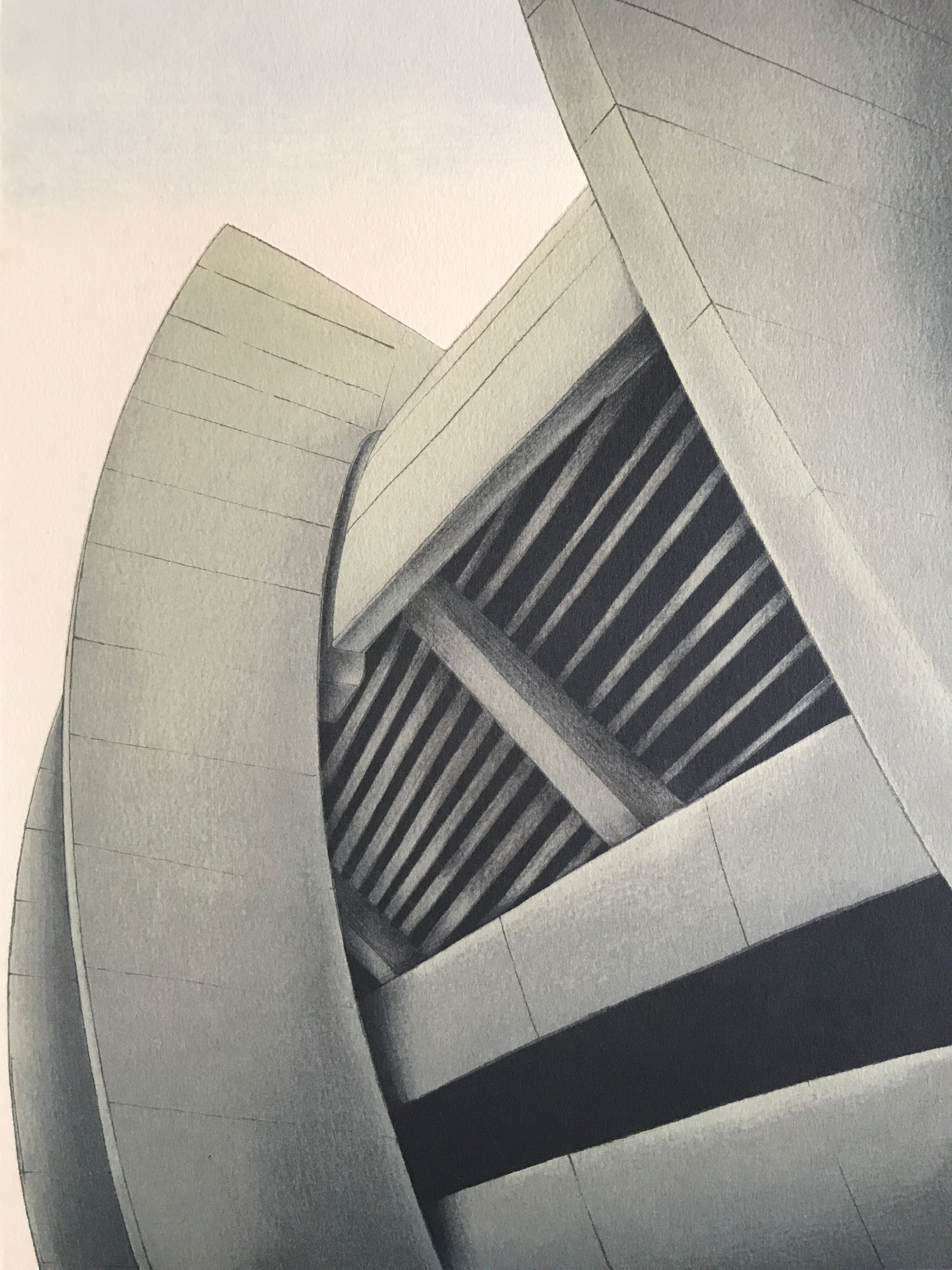 Original lithograph by Alain LE FOLL, Stade en encorbellement, 1978