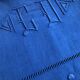 Drap ancien en lin et coton teinté en bleu Méditerranée
