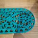 underside of the cast iron dish painted blue