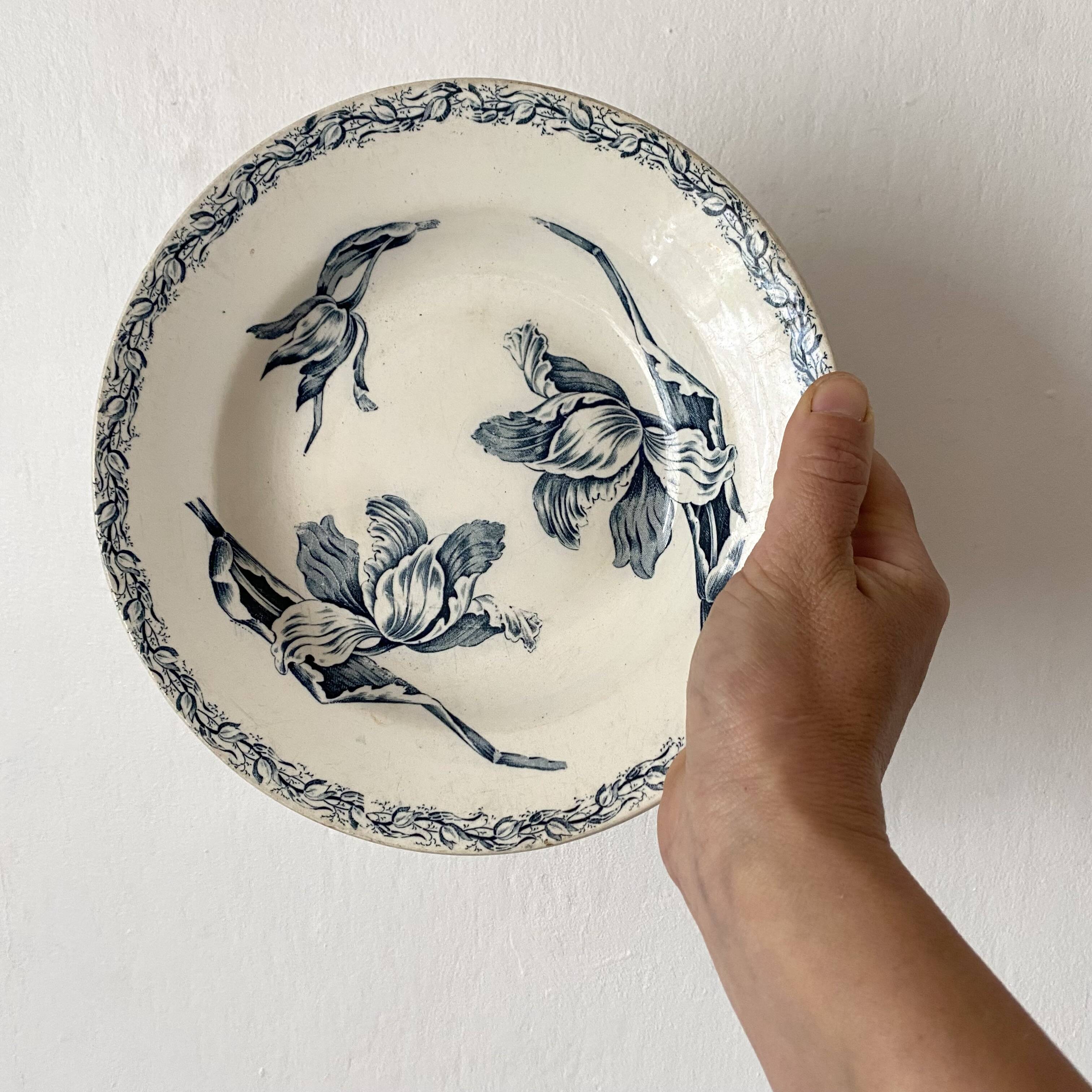 Luneville Tulips ironstone soup plates